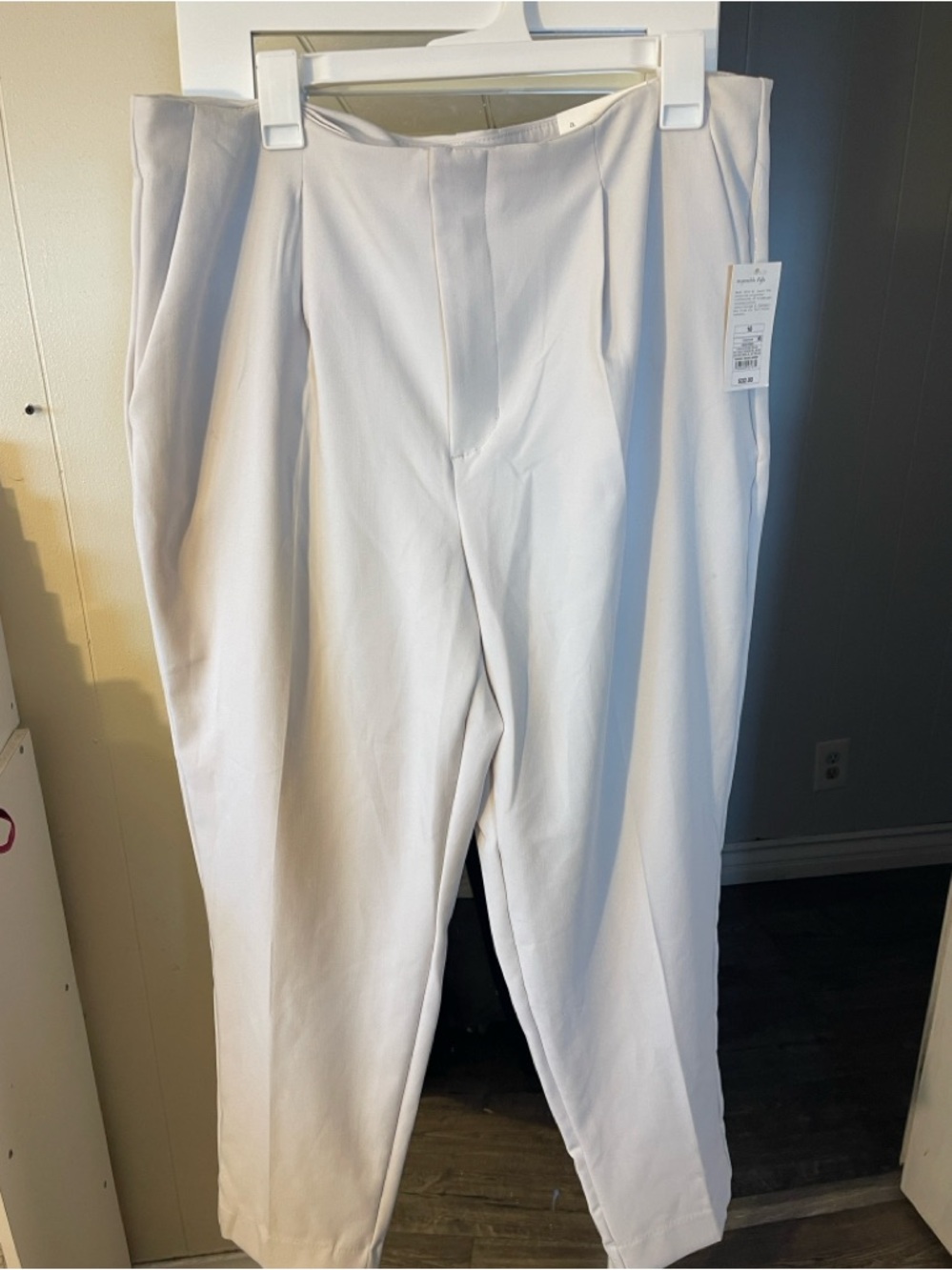 High-Rise Tailored White Women's Pants